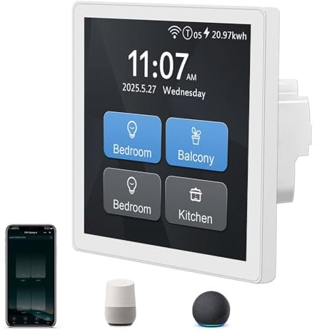 LANBON LCD Smart Light Switch,1/2/3/4 Gang/Crutain,Larger Screen Touch Smart Switch,6-in-1 Tuya Wifi Light Switch work with Alexa/Google Home for Whole Smart Home,No Dim,Neutral Wire Required,L10-HS