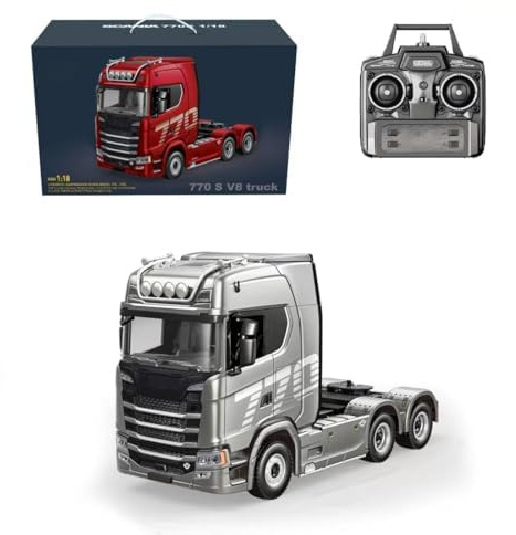 WANENGEDIY RC Semi LKW, 1:18 Maßstab 6x4 770S Schwerlast-Sattelzugmaschine Ferngesteuerter Pritschenwagen mit Hinterradantrieb, Technisches Konstruktionsfahrzeugmodell für Erwachsene
