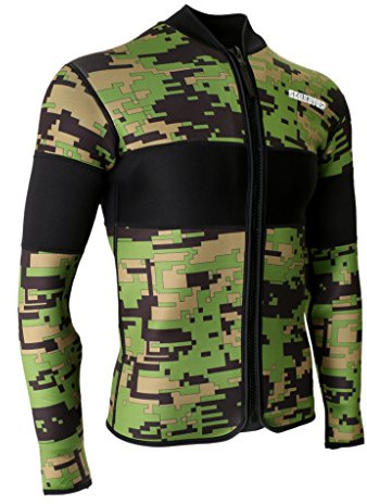 Neoprenanzug, 2,5 mm, Grün, Camouflage, Taucheranzug, Oberteil, Schnorchel, Surf, Jacke