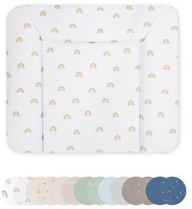Ehrenkind® Abwaschbare Wickelauflage - Hygienisch, Sicher und Vielseitig in Beige Regenbogen | Wickelauflage 72x85 | Wickelunterlage | Wickeltischauflage abwaschbar