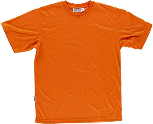 Work Team Camiseta de Alta Visibilidad de Manga Corta en poliéster. Corte clásico. Cuello Redondo en Punto canalé con cubrecosturas Interior. Tacto su Hombre