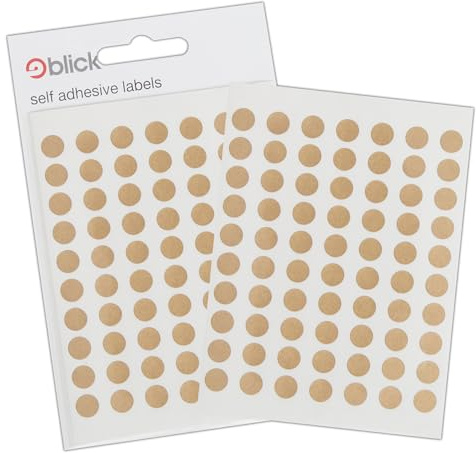 Blick Labels, Gold, Self Adhesive Stickers, Coloured Dot, Circles, 8mm, 490 Labels, for Home, Office, Family, School, Holiday Calendar Organising, Planner, Rewards Chart, Colour Coding