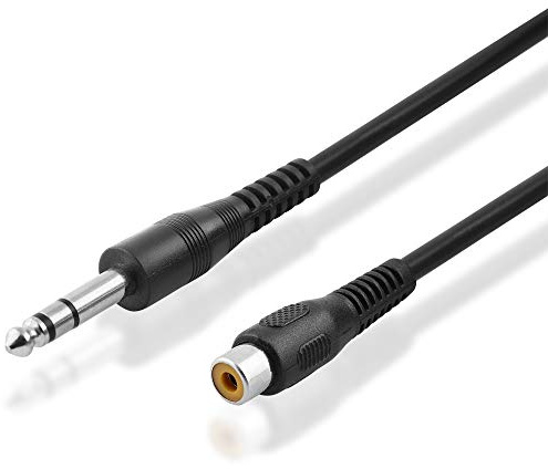 Audio Adapter 10m - 6,3mm Klinke Stecker auf Cinch Buchse - 6,35mm Klinke Stereo zu Cinch Mono Aux Verlängerung schwarz