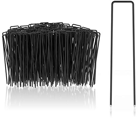 com-four® 250x Erdanker aus Carbonstahl - robuste Erdnägel zur Befestigung von Unkrautvlies und Folien - Bodenanker für Garten und Camping - eckig (250 Stück - 150x25x3mm)