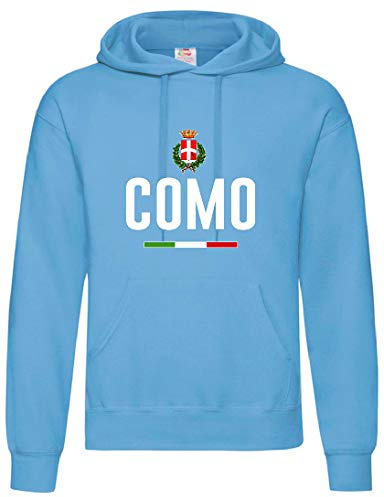 Tipolitografia Ghisleri Felpa Ultras Como Biancoazzurra con Stemma Tifosi Calcio - Uomo Donna Bambino - Clicca Personalizza per Taglia