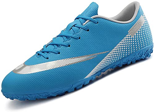 VTASQ Fussballschuhe Kinder Fußballschuhe Jungen Low Top Professional Athletics Trainingsschuhe Outdoor Sportschueh Teens Football Schuhe für Unisex-Kinder Blau 36EU