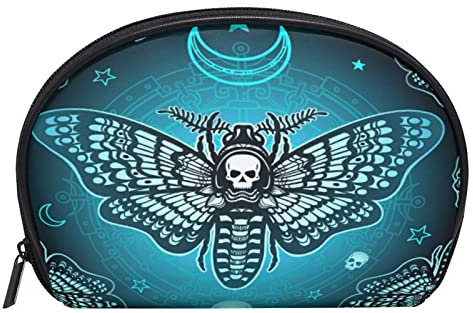 Kosmetiktasche für Damen, klein, Gothic-Schädel, weiß, Make-up-Tasche, Zubehör, Geldbörse, Tasche, Reise-Organizer, Tasche mit Fach, Totenkopf 08, OneSize