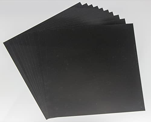 NEGLEX Opaque Black Plastic Sheets, 7.5mil (.0075) 12” X 12” Craft Plastic Film, PET Stencil Material, Glossy and Flexible Plastic Sheet for Crafts, Cricut, Silhouette Cameo, Sign Makers (10 Pack)