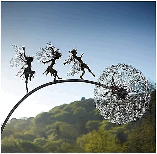Fee Löwenzahn Gartenkunst Skulptur Eins Hofdekoration Edelstahl Garten Außendekoration Metall
