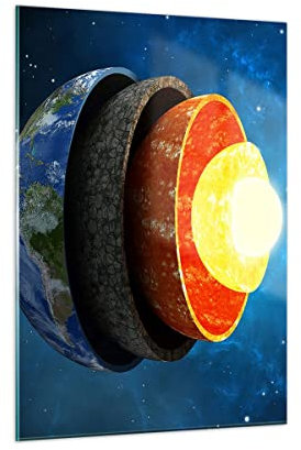 Bilder auf Glas Erde Schichten Universum Kern Glasbild 50x70cm Wandbilder Dekoration Wohnzimmer Schlafzimmer Küche Deko Klein Wanddeko Bild im Glas Wand Kunstdruck Art Modern Wall Decor GPA50x70-2948