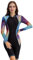 Beachkini Damen Einteiliger Reißverschluss Badeanzug mit Langen Ärmeln für Bademode Bedruckt Farbblock Schwimmanzug Surfen Tauchen Rashguard,72 Farbenfroh,L
