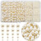 RUBY 1450 Stück Perlen zum Auffädeln Perlen Weiß Kunstperle Runde Perlen 4/6/8/10/12MM Plastikperlen mit Loch für DIY Halsketten Armbänder Schmuck Basteln (Beige)