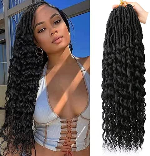 FANWYFYU 24 faux locs crochet Hair pack de 6 Soft Goddess locs crochet tresses pré - enroulées femmes crochet Hair Pickup (1B)