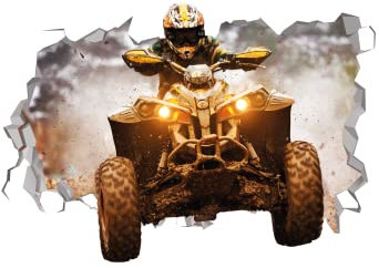 Motorrad-3D-Wandaufkleber – Quad-Motorrad-Wanddekoration – 4-Rad-Motorrad-Wandaufkleber – Sportzimmer-Dekor für Jungen – Moto Wandaufkleber – Jungenzimmer-Dekoration (127 cm x 84 cm)