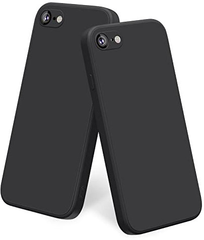 Yisica 2 Pack Silicone Coque Compatible pour iPhone SE 2020 / iPhone 8 / iPhone 7 / iPhone SE 2022, Silicone Coque avec Doublure en Microfibre Douce Protection Complète 4,7, Noir/Noir