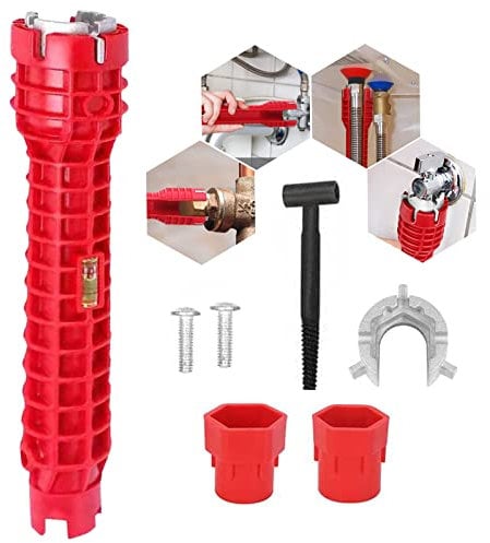 Générique 8 En 1 Outils D'Installation D'éVier, La Clé Pour Robinet D'éVier,La Clé D'Installation De Robinet,Pour Cuisine Salle De Bain Pour Cuvette De Toilettes Cuisine Plomberie(Rouge)