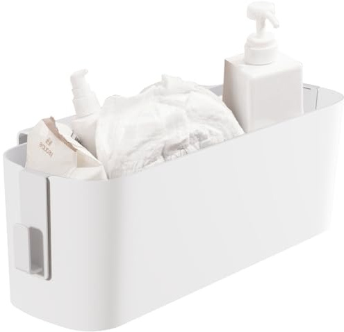 Bett Organizer Einhängen Aufbewahrung Wickeltisch,Hängebett Organizer Wickelkommode Auffangschale Aufbewahrungskorb mit 2 Abnehmbarer Haken für Zuhause,Büro,Schule,Wohnheim,Zimmer,Etagenbett (White)