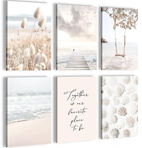 Quadro decorativo Spiaggia Mare Relax - Completamente Pronto Da Appendere - Decorazione Elegante - Set 6 Immagini - N023464a