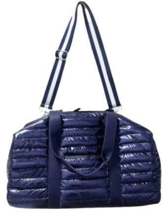 Lemonbella Cassie Weekender Puffer Metallic Navy – Reisetasche – mit verstellbarem Riemen, Marineblau