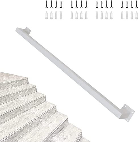 Corrimano Bianco per Scale Interne Corrimano Quadrato per Ringhiera per Scale in Metallo Ringhiera per Montaggio a Parete con Staffe Asta di Supporto di Sicurezza in Ferro Zincato Corrimano per Scale