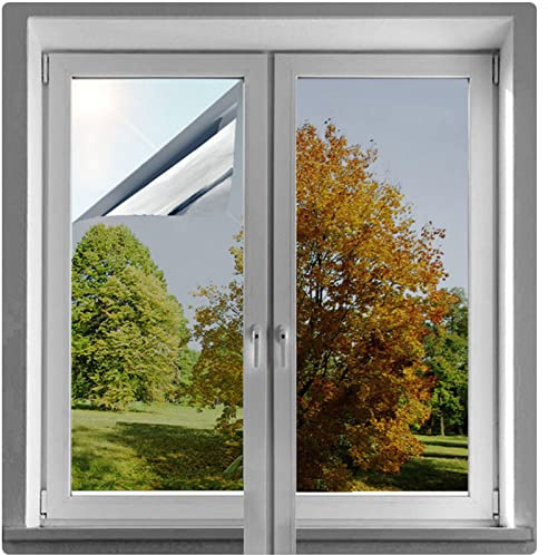 Fensterfolie Von Innen Durchsichtig Von Aussen Blickdicht, Spiegelfolie, Sichtschutzfolie Sonnenschutzfolie, Reflektierende Fensterfolie, Glastönungsaufkleber, Selbstklebend,WxH-30x150cm(12*59in)