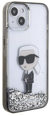 Karl Lagerfeld KLHCP15SLKKNSK Hülle für iPhone 15 6.1 transparent hardcase Liquid Glitter Ikonik