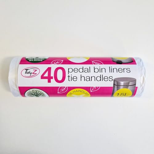 Tidy 40 Pedal Bin Liners Tie Handle, Bin Liner Suitable for Bedroom, Kitchen and Bathroom, 40ct 15L each Bin Liner Capacity, Fragrant Fresh and Fresh Liner Bag (Pack of 1)
