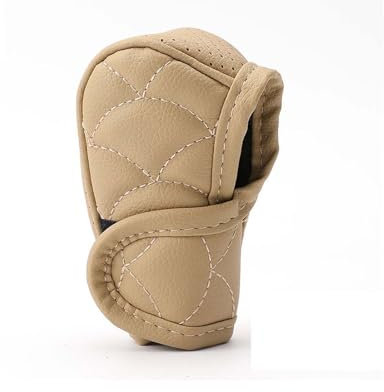 CutuLi Auto SchaltknäUfe FüR Au-di A6 Saloon C8 2018-2023, Leder Schalthebelabdeckung rutschfest Schaltknaufschutz Auto Interior Zubehör, D/Beige