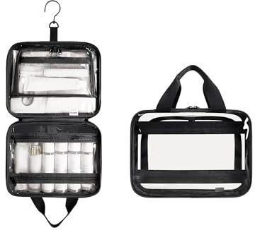 ECOHUB Kulturtasche Damen Zum Aufhängen, Kosmetiktasche Groß, wasserdichte Kulturtasche,Durchsichtige Tasche, Kulturbeutel Transparent, Waschtasche, Necessaire, Hanging Toiletry Bag(Schwarz)
