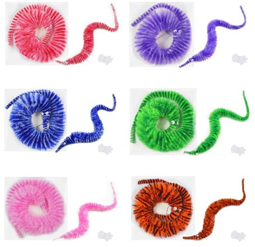 KSJEHW 12 Stücke Fuzzy Wurm Spielzeug,Magische Raupe,Magic Worm,Magische Wurm Spielzeug,Bunt Wurm Spielzeug,Twisty Zauberwurm,Wiggly Worm,Magic,Haustierspielzeug Für Kätzchentraining(6 Farben)