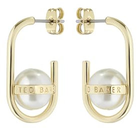 Ted Baker Peritta Statement Pearl Hoop Earrings For Women (Gold/Pearl)