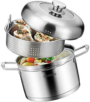 ANSNOW Edelstahl-Dampfgarer Im Japanischen Stil, Induktionskochtopf Mit Dreischichtigem Dickem Verbundboden, Haushaltstopf Mit Suppe/24Cm