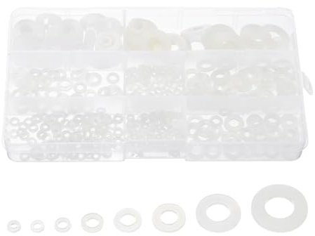 QUARKZMAN 520 Stück Gummi Flach Dichtung Scheiben Sortiment M2.5-M8 Weiß | Bolzen Distanzstücke, Unterlegscheiben Flach Dichtung, 8 Größen, Für Wasserhahn oder Klempnerei