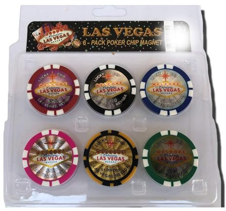 Las Vegas Kühlschrankmagnete, Poker-Chip, 6 Stück