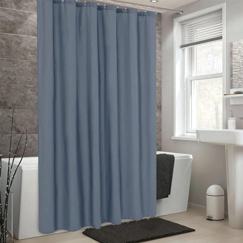 AEKDCL Rideau Douche Anti Moisissure en PEVA 220x180cm/87x71in(WxH) Bleu Clair Rideau de Douche Tissu Polyester Imperméable Lavable en Machine pour Baigoire Angle Salle de Bain avec 12 Crochets