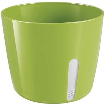 Zendea Vaso per Piante Tondo Verde 11x13,5cm con Lato Trasparente per il Controllo dell'Acqua - Ideale per Coltivare Piccole Piante, Fiori e Erbe Aromatiche in Terrazzo o Giardino - Resistente