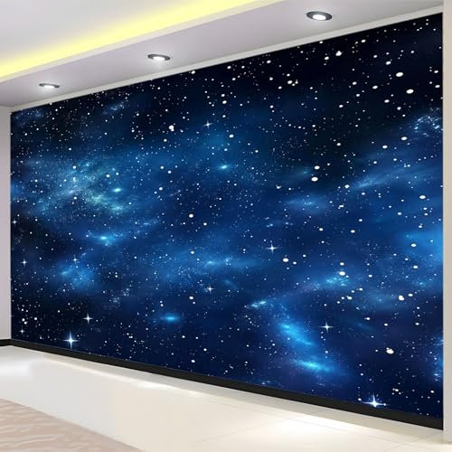 Blau Tapeten Sternenhimmel Sterne Fototapete 140 x 200 cm Modern Effekt Wandbild Poster Dekoration für Wohnzimmer Schlafzimmer Flur Vlies Tapete Wandtapete