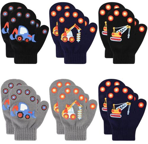 Jupsk Kleinkind Fäustlinge Baby Strickhandschuhe Winter Warme Stretch Bagger Fäustlinge für Kinder Jungen Mädchen 1 2 3 4 Jahre 6 Paar