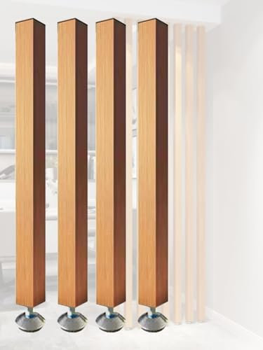 Moderne Holzlamellen-Trennwände vom Boden bis zur Decke, 2,1 m hoch, Wand-Trennwände für Büro, Treppenhaus, Lofts und Veranda, dekorative Paneele (4 Stück)