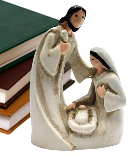Adornos de Escritorio de la Sagrada Familia de Navidad, Adornos de Mesa, Figuras de Navidad de la Sagrada Familia | Pequeña decoración del hogar, Estatua Religiosa de Interior para Vacaciones | Estatua de la Sagrada Familia para Navidad
