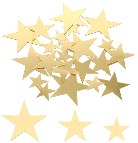 Piriuuo 40 Stück Wandsticker Kinderzimmer, 3 Größen Gold Sterne Wandtattoo Acrylspiegel Wandaufkleber Entfernbare Wanddekor-Aufkleber Wandaufkleber Sticker für Schlafzimmer, Wohnzimmer, Babyzimmer
