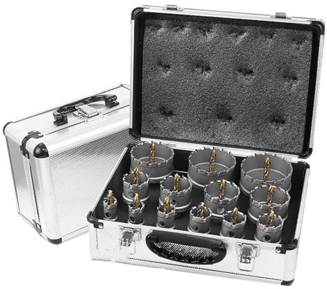 THYXGS Juego De Sierras Perforadoras De Aleación, Kit De 13 Piezas De Sierras Perforadoras, 19-75 Mm, Combinación De Múltiples Dientes, Alta Compatibilidad, con Caja De Herramientas, para PVC