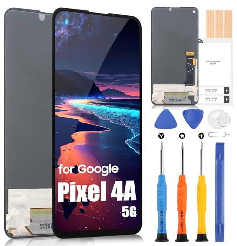 LCD Bildschirm für Google Pixel 4A 5G LCD Display für Pixel 4A 5G GD1YQ G025I G025E G025H G6QU3 Display Touchscreen Digitizer Ersatz Assembly + Reparatur Set (Schwarz, Incell)