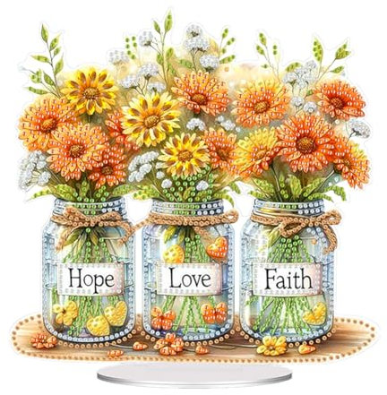 Starnearby DIY Diamond Painting Tisch Deko, 5D Diamant Painting Blumen Ornamente, Diamant Malerei Stehend Kunst Set, Festliches Geschenk Hausgeschenk