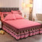 AMDXD 200x220cm Bett Volant mit 2er Kissenbezüge Set rutschfest, Spitze Bett Rock Landhausstil Einfarbig Rose Schlafkomfort, Baumwolle Tagesdecken für Boxspringbett & Topper