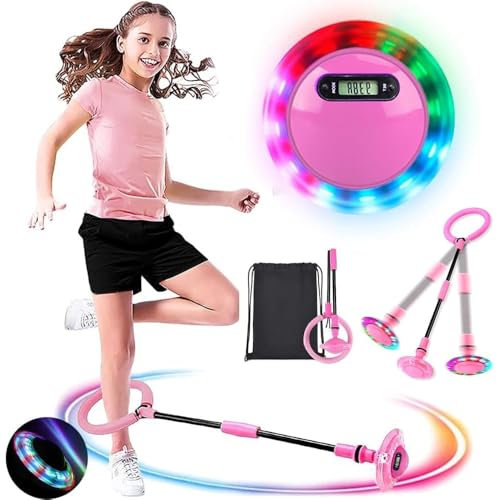 MEISHANG Aro saltador de tobillo, con rueda luminosa, para niños, con contador, temporizador, cuenta calorías, plegable, regalo para niñas de más de 3 años