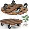 RUHUHUR 2 Pack Wooden Plant Caddy with Wheels,30cm Round Rolling Plant Stand with Metal Lockable Caster Wheels,Heavy Duty Mobile Plant Holder Plant Dolly for Indoor Outdoor Garden Decor