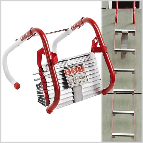 400cm,Emergency Fire Escape Ladder, Window Ladder Fire Escape 2-6 Story, with Anti-Slip Rungs and Wide Steps, for Windows and Balcony