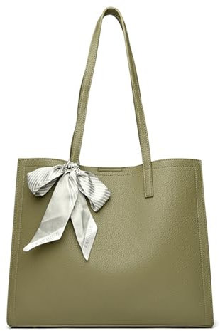 CORIOS Laptop Bag for Women Laptop Tote Bag PU Leather Classy Computer Briefcase Waterproof Handbag Professional Shoulder Bag Large Capacity Top Handle Bag Work Business Office Bag Green