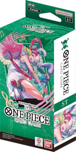 Deck para principiantes One Piece Card Game - ST16: Verde Uta - Versión francesa - Contiene 1 Booster de OP09: Los Nuevos Emperadores Franceses